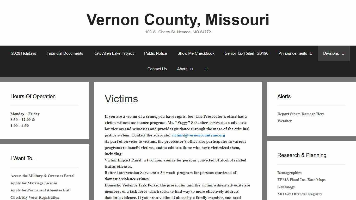 Victims – Vernon County, Missouri