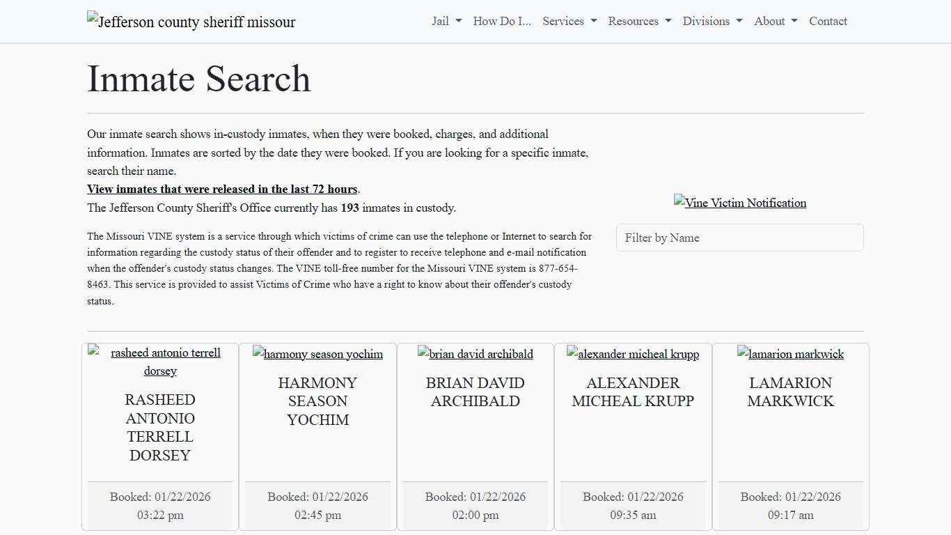 Inmate Search Jefferson County Sheriff's Office